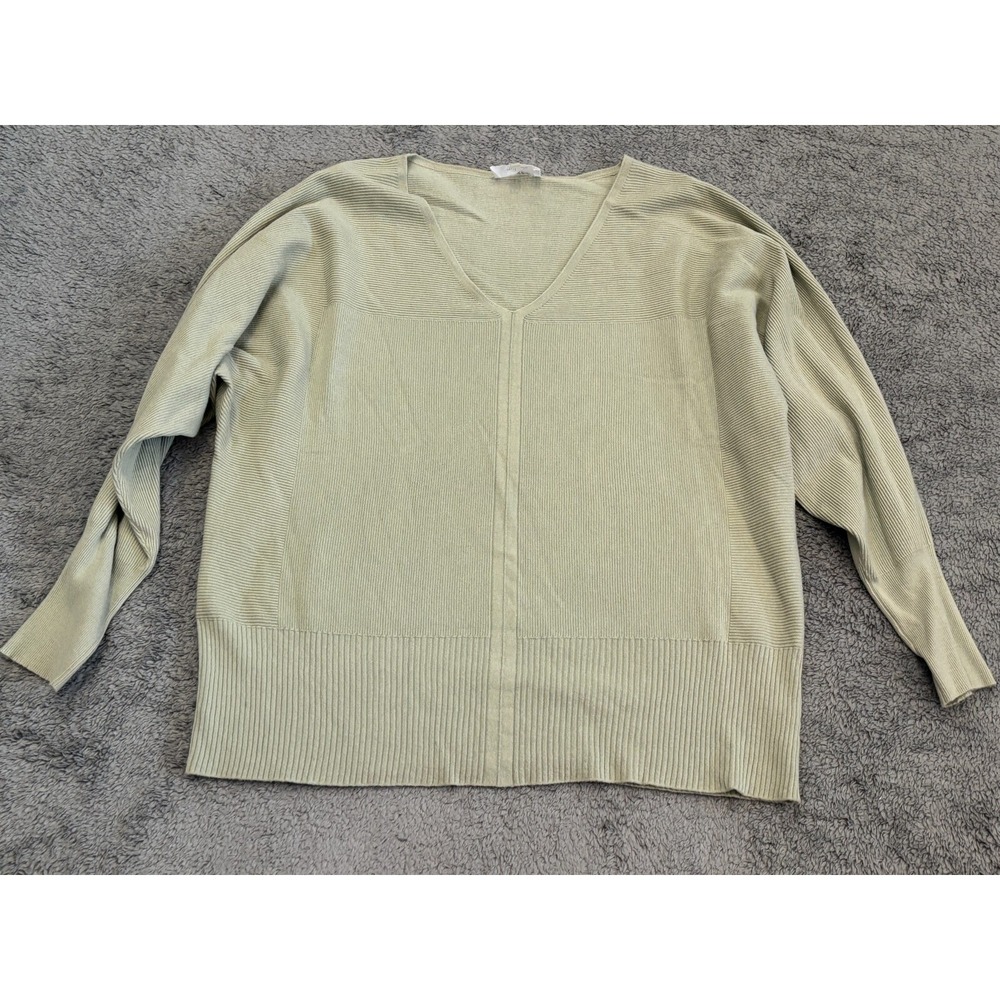 Vila Milano Soft Knit Pullover Sweater Dolman Sleeve Womens Large Green